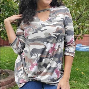 Sale Camo Floral Blouse S M L